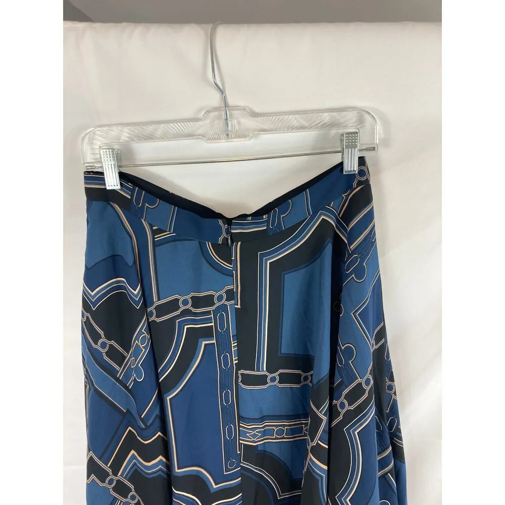 Ann Taylor Patterned Flow Skirt Black and Blue Size 6 - Image 4