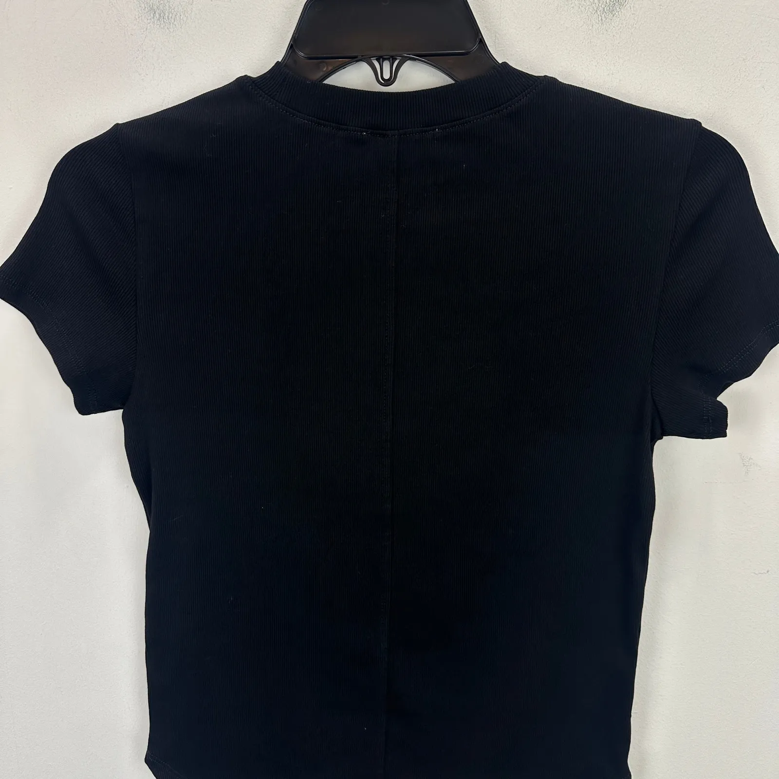 Madewell Regenerative Cotton Ribbed Crewneck Tee Shirt Stretch Jet Black XS NWT - Image 8