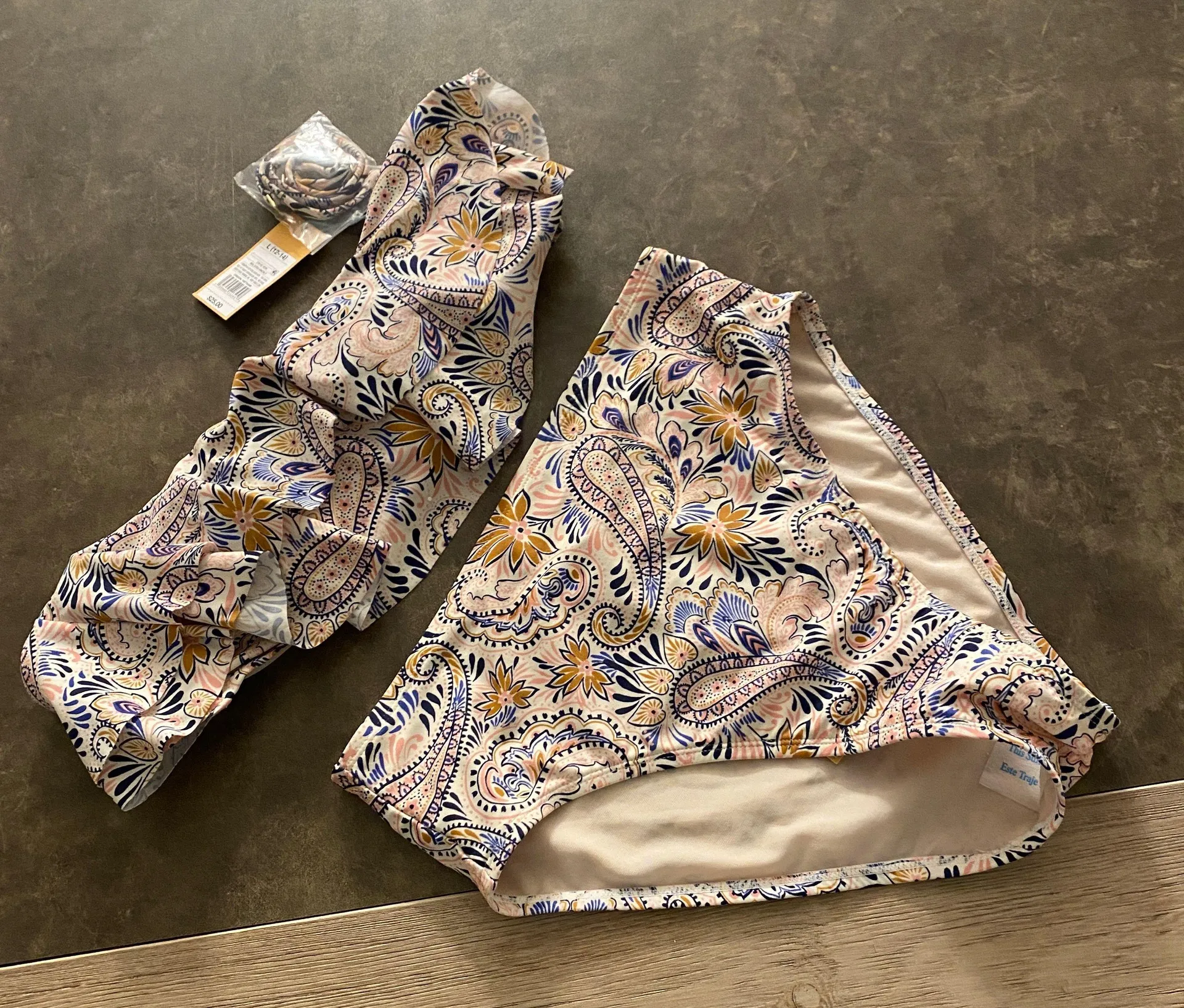 Womens Double Ruffle Bandeau Bikini Set Paisley Multicolor - - Image 7