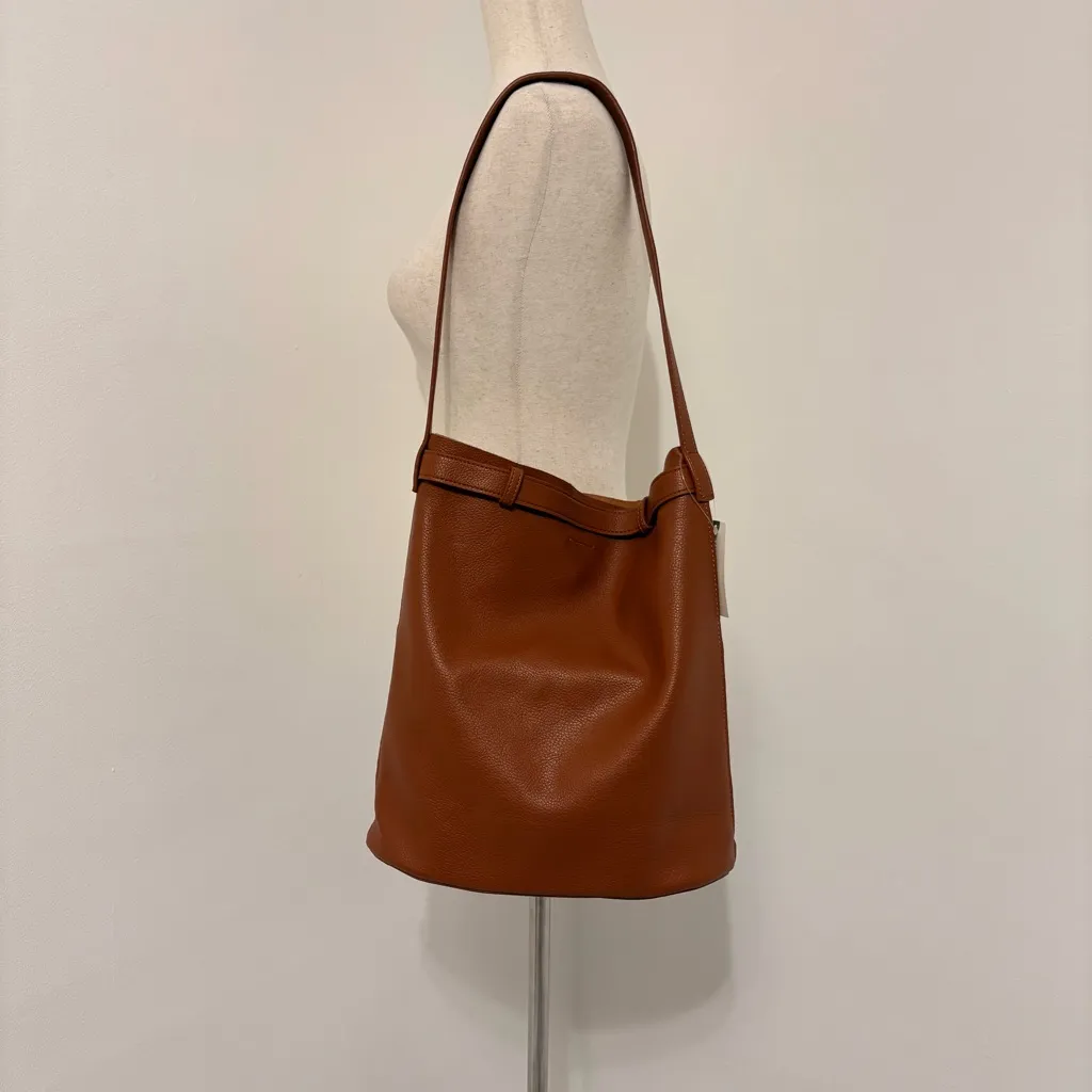 NWT By Anthropologie Buckle North South Pocket Pecan Brown Tote Purse - Image 5