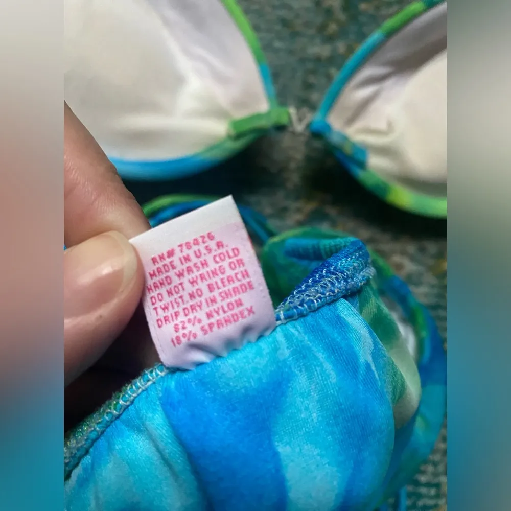 Vintage 80/90s Venus lagoon padded underwire mesh skirted bikini, size 12 C - Image 13