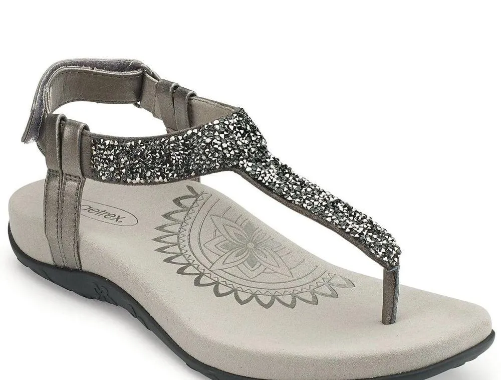 Aetrex Womens Sandal Orthotic Slingback JADE Sparkly Gunmetal Black Size 8.5 - Image 4