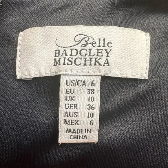 Belle Badgley Mischka Black Metallic Jacquard Long Sleeve Midi Hillary Dress 6 - Image 6