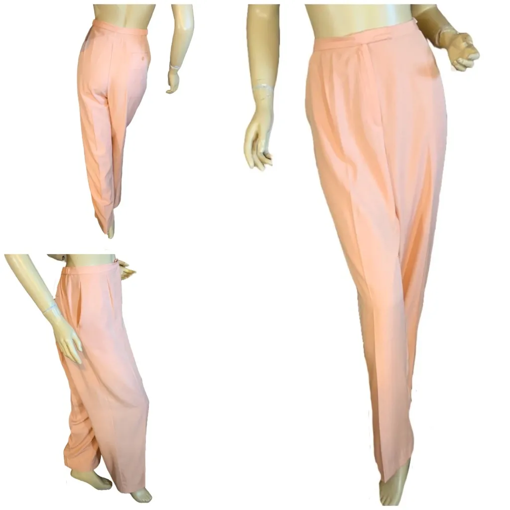 VINTAGE 1990'S NORTON MCNAUGHTON PEACH PANT SUIT WITH EMBROIDERED DETAIL (16) Orange - Image 6