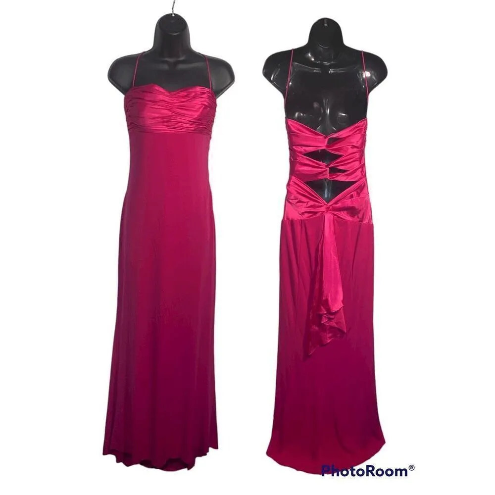 Mary. L Couture Hot Pink Satin Maxi Dress Pink Size 4 - Image 2