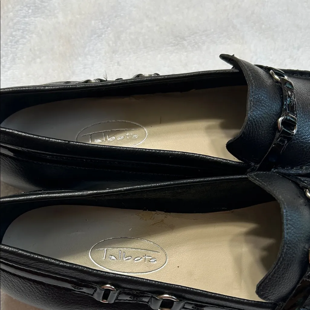 Talbots Black Leather Flats with Metal Detail - Image 2