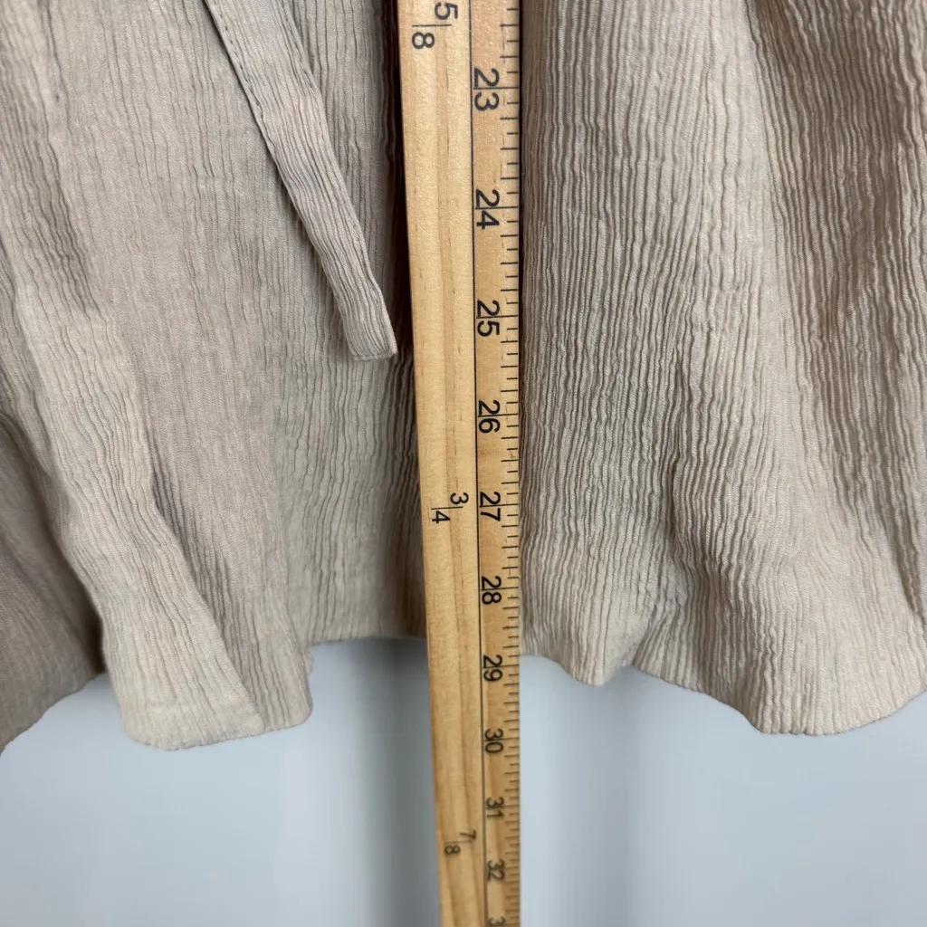 Bagatelle Collection Jacket Women L Beige Crinkle‎ Single Button Belted Classic - Image 7