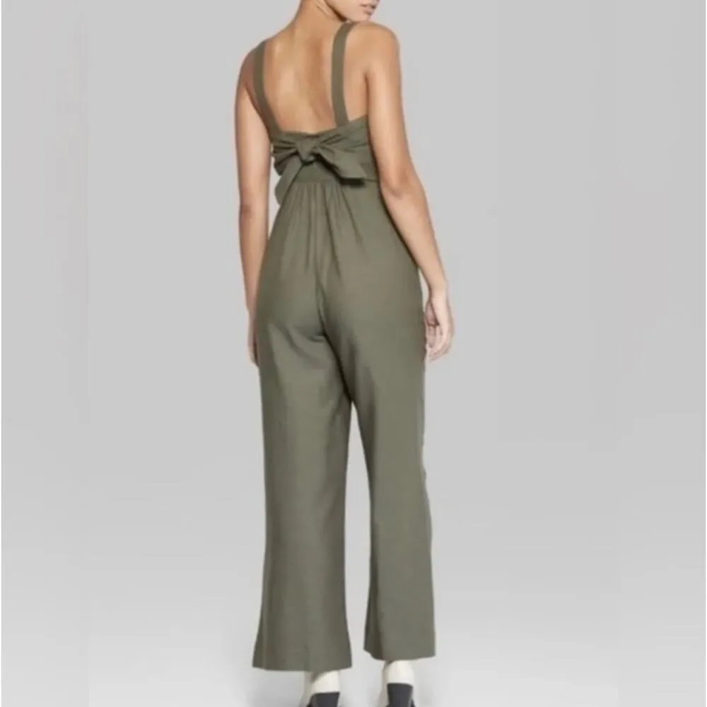 Wild Fable Sleeveless V-Neck Wide Leg Jumpsuit Size Small Cotton Blend Hipster - Image 2