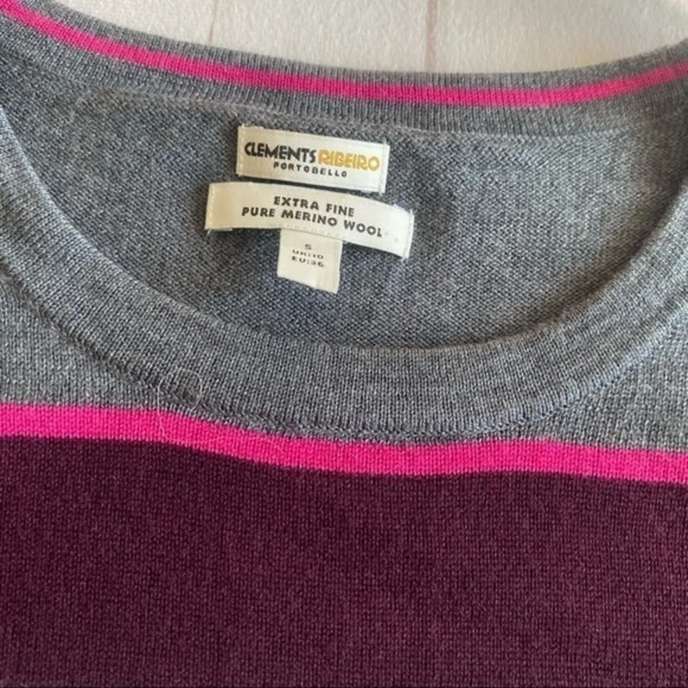 Clements Ribeiro striped extra fine pure merino wool long dress Size Sm… Gray - Image 2