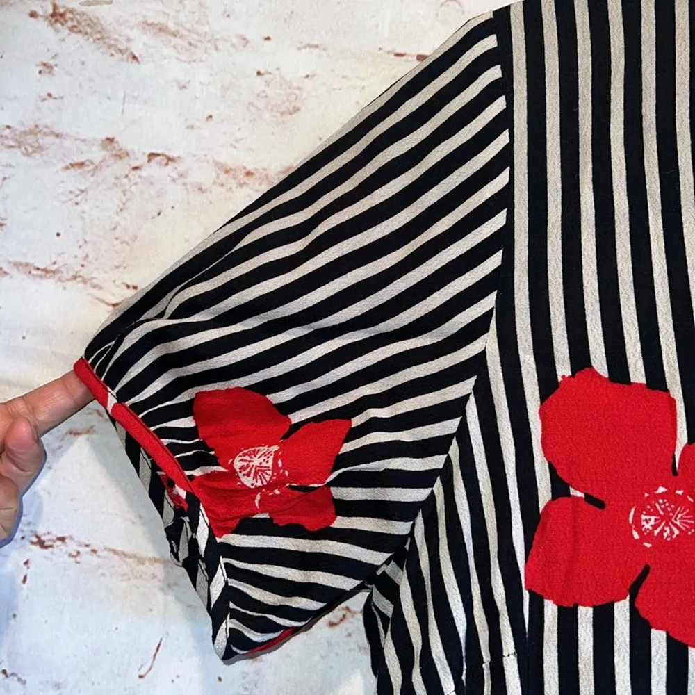 Madewell Dress Womens 6 Ruffle Wrap Dress Candied Orchids Striped Floral career - Image 5