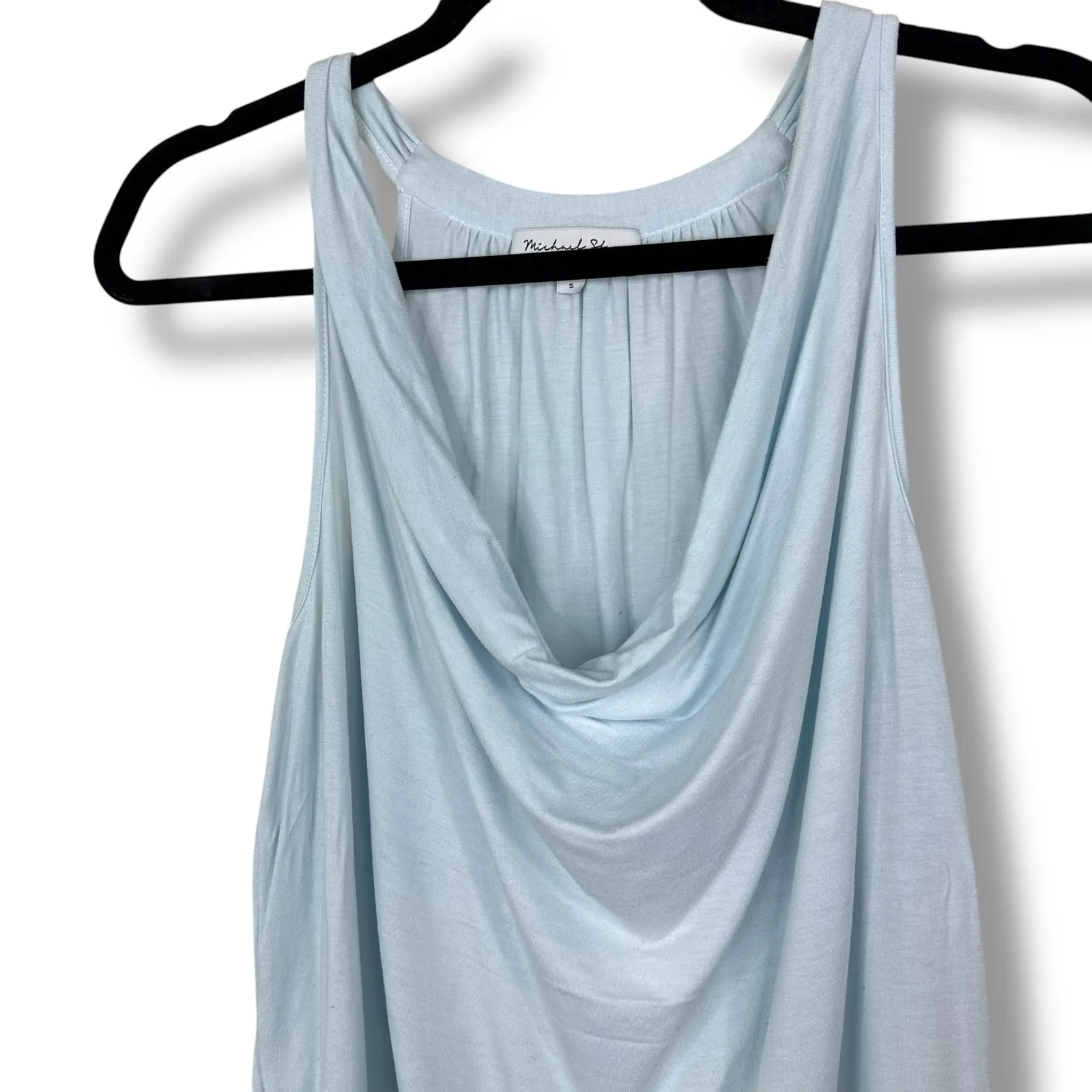 Michael Stars NWOT Anthropologie Light Blue Draped Cowl Halter Tank Top Small - Image 4