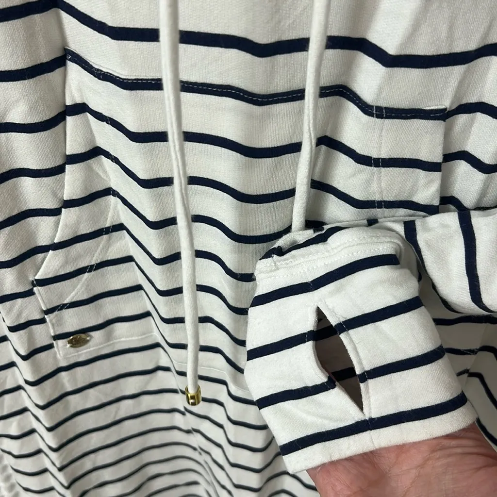 Lilly Pulitzer Hillary Popover Dress Navy Blue and White Stripes UPF 50+ Small - Image 9