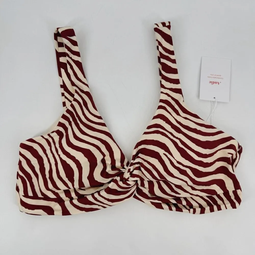 Andie The Portofino‎ Top Zebra Bias Stripe Truffle Bikini Twist Top New Lg - Image 2