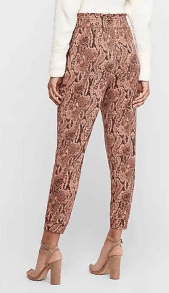NWOT Express Brown Tan Snakeskin Drawstring Pullon Joggers Pants Casual XL XXL - Image 6
