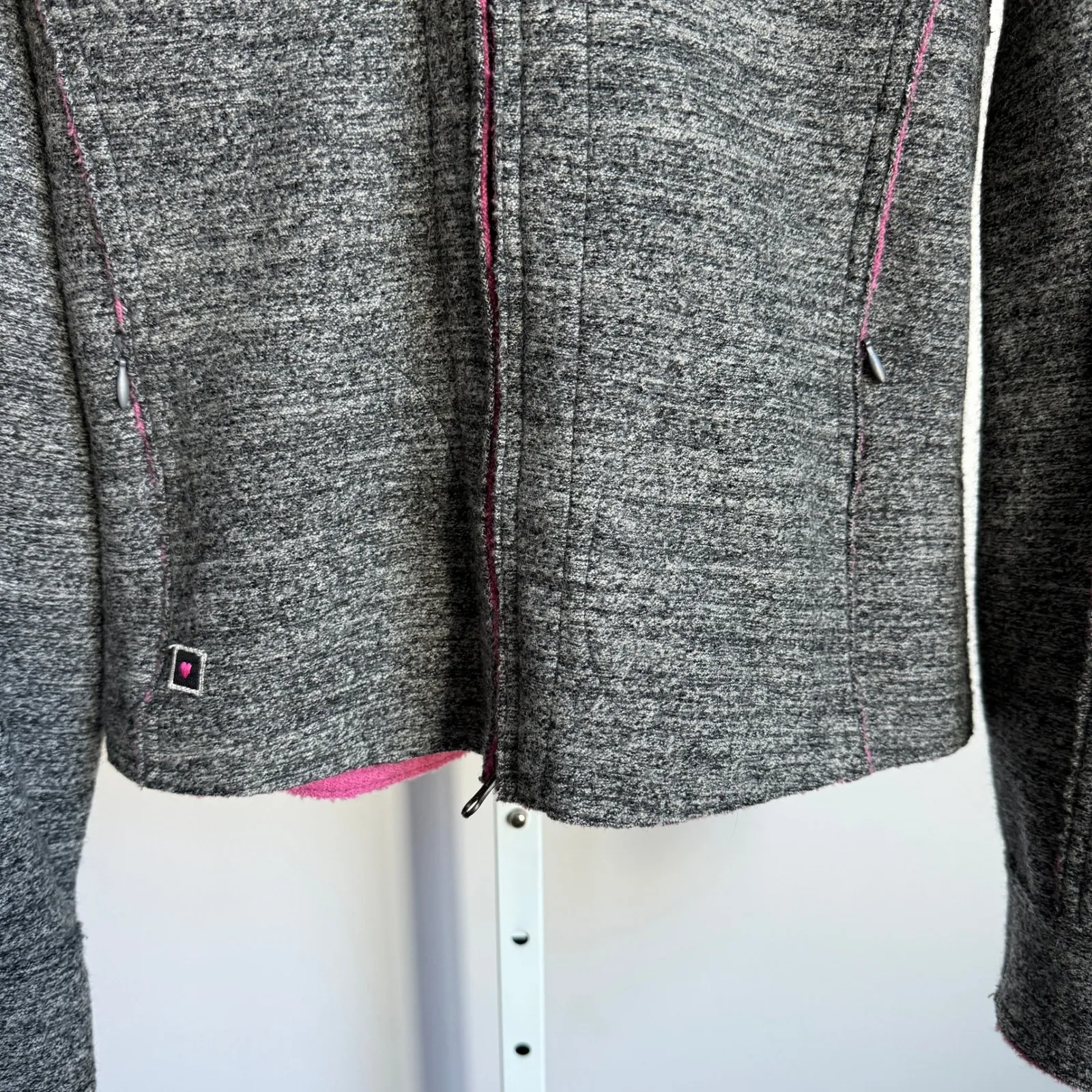 Frauenschuh 100% wool Zip Jacket outdoors Warm Up Pink Trim Gray‎ sz XS Gray - Image 3