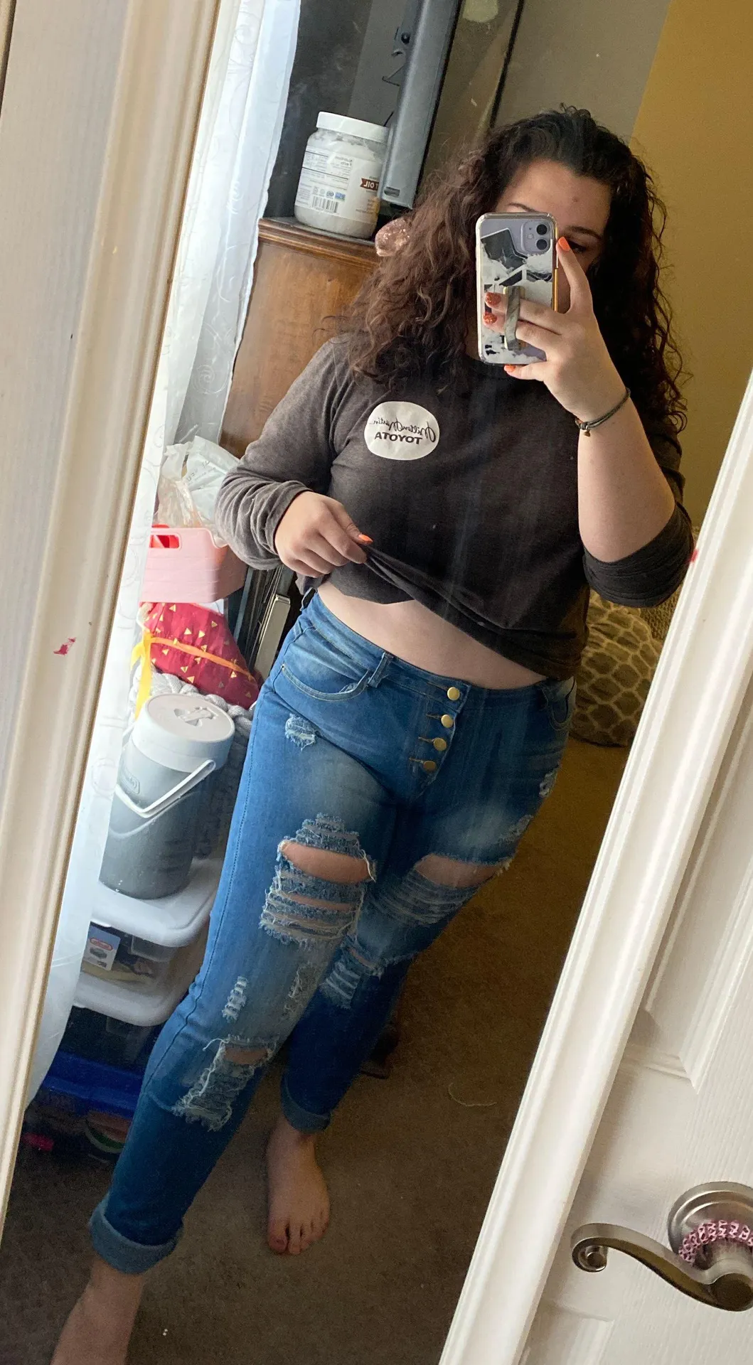 SheIn High Waisted Distressed Jeans - Image 3