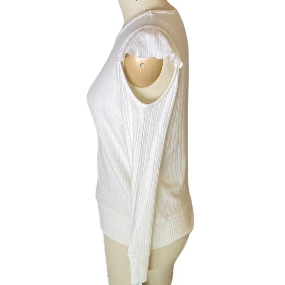 BRAND NEW Ladies Ivory Cream Rayon Cold Shoulder Long Sleeve Shirt Top Small NWT - Image 3