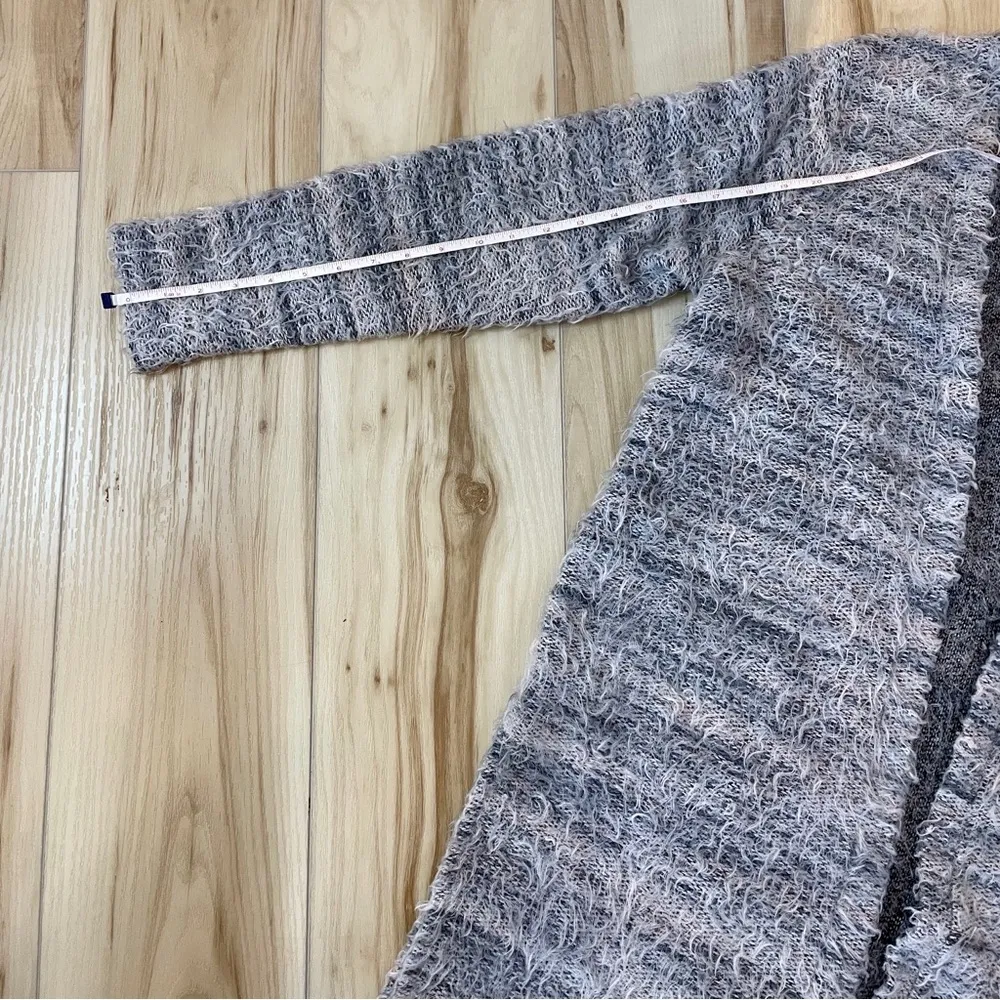 Candie's long cardigan fuzzy duster sweater womens large gray black white - Image 9