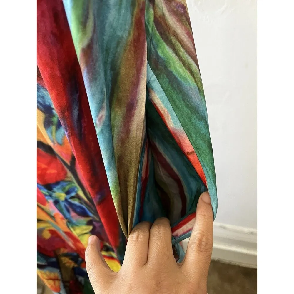 Women’s Watercolor Abstract Floral Lilypad Flower Floral Pull On Tunic Dress 2xl Size XXL - Image 9