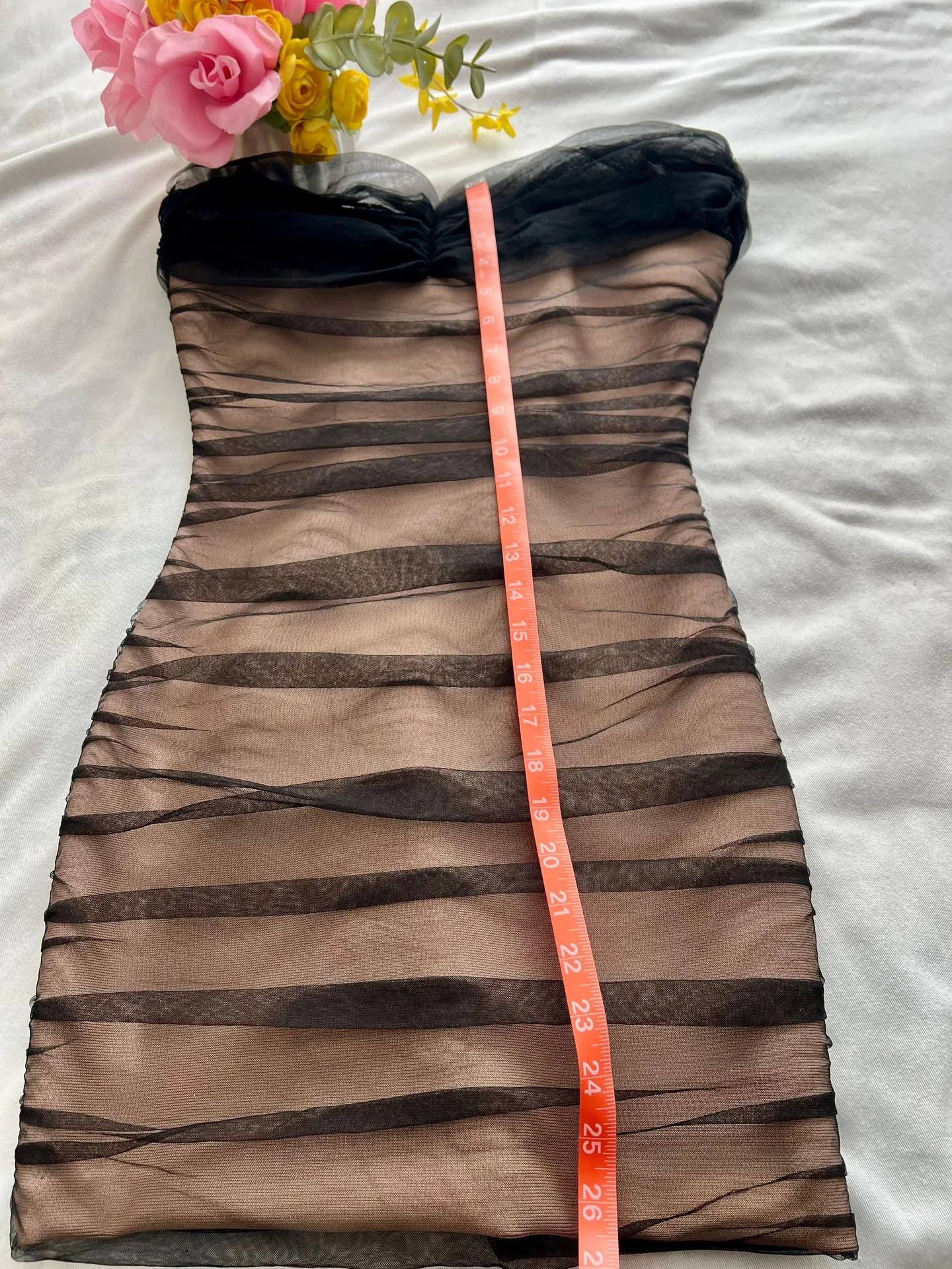 Sheer Ruching Nude Dress - Image 8