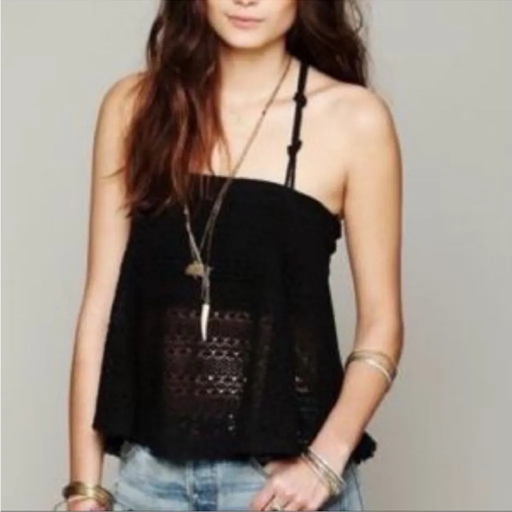 Free People Beach FP Beach Ivory Crochet Rope Halter Tank Top size Small - Image 8