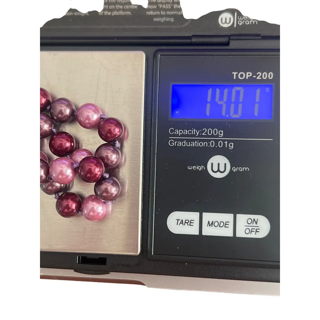 Vtg Glass Faux Purple Pearl Bracelet Sterling Silver Clasp Knotted Estate 7.5" - Image 6