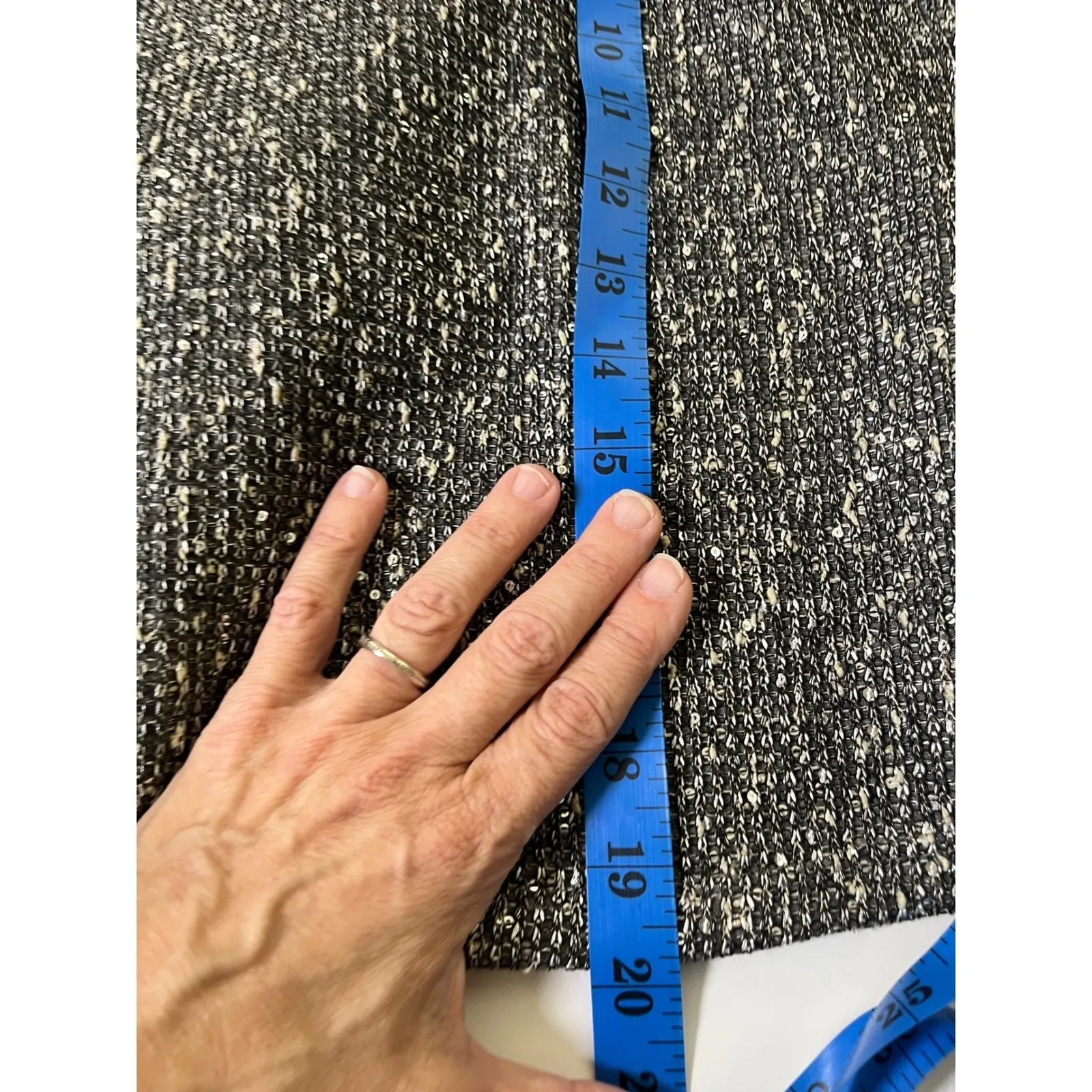 Waverly Grey Tweed Metallic Black Silver Top XS Short Sleeve Citycore‎ Gray - Image 10