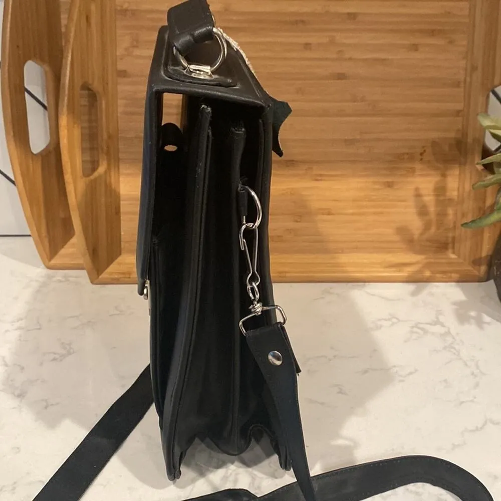 Vintage black nylon created and made in Mexico crossbody bag lock and key - Image 7