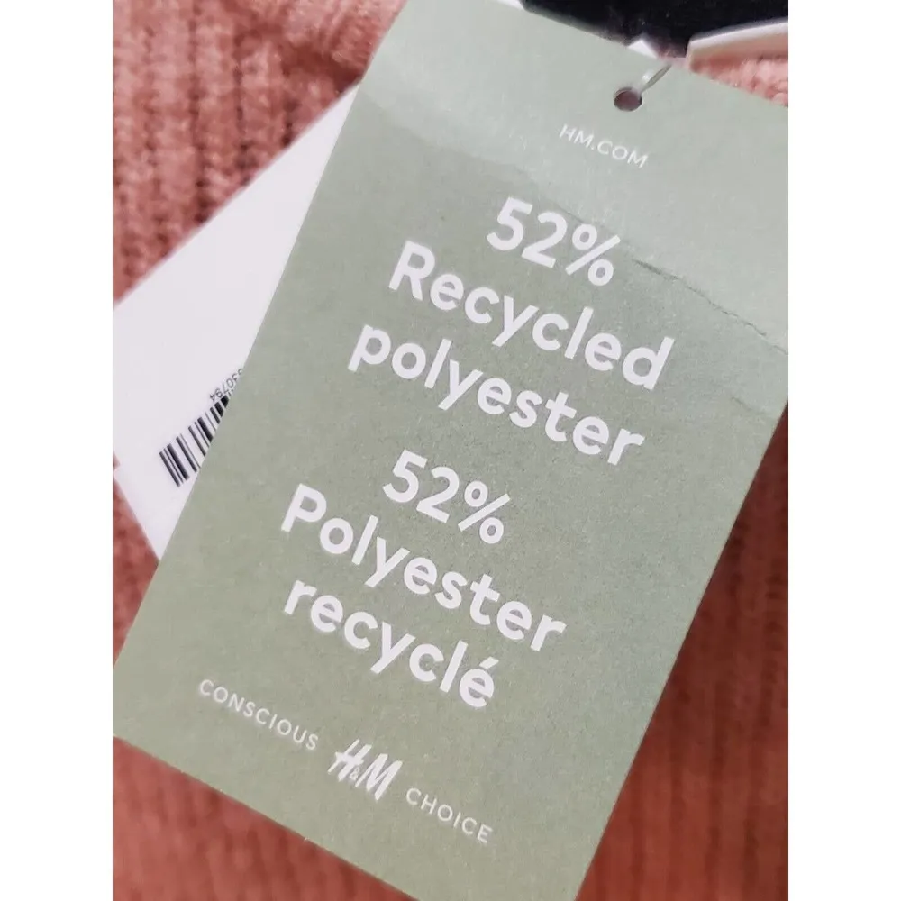 H&M Women Beige Knit Polyester Long Raglan Sleeve Scoop Neck Sweater Size Medium - Image 8