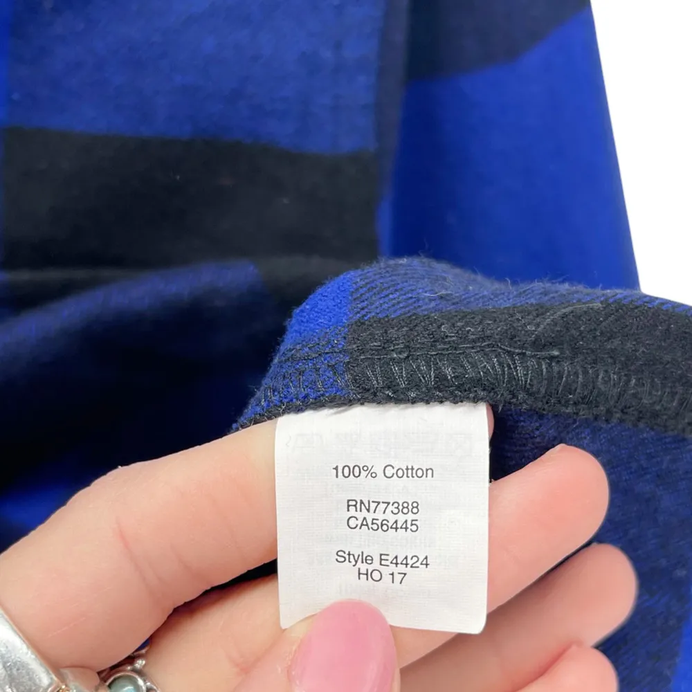 J Crew Women's Buffalo Check Plaid Flannel Shirt Jacket Blue Black Top Small - Image 4