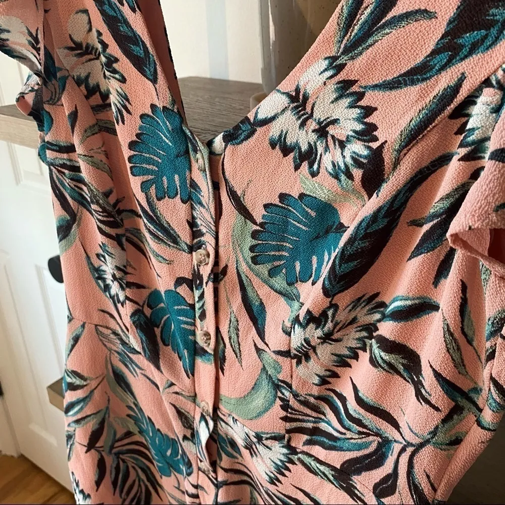 JUNE & HUDSON Palm Printed Romper Pink - Image 4