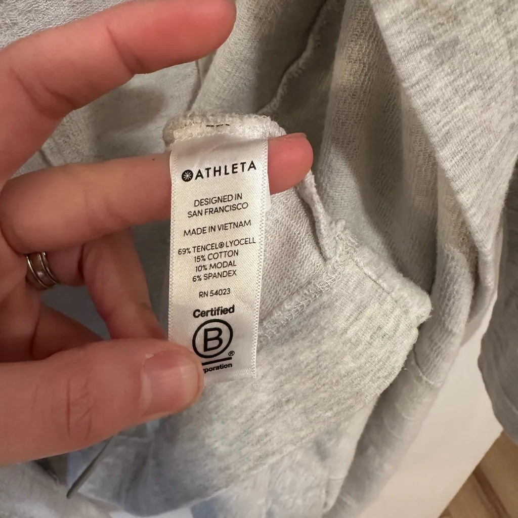 Athleta Vista Wrap Gray Open Front Hooded Cardigan Sweater Top Size Small Yoga - Image 5