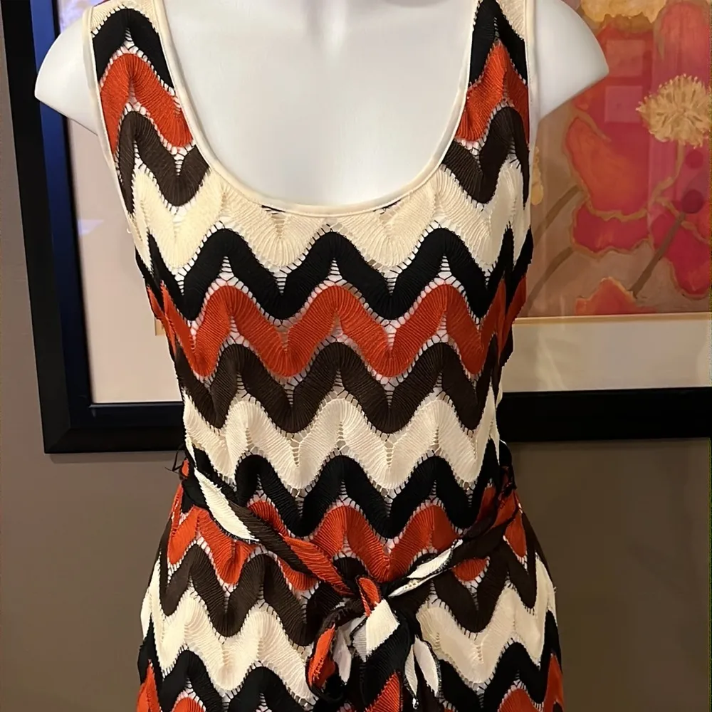 SHARAGANO Textured Flame Stitch Crochet Knit Sheath Dress Size 14 - Image 2