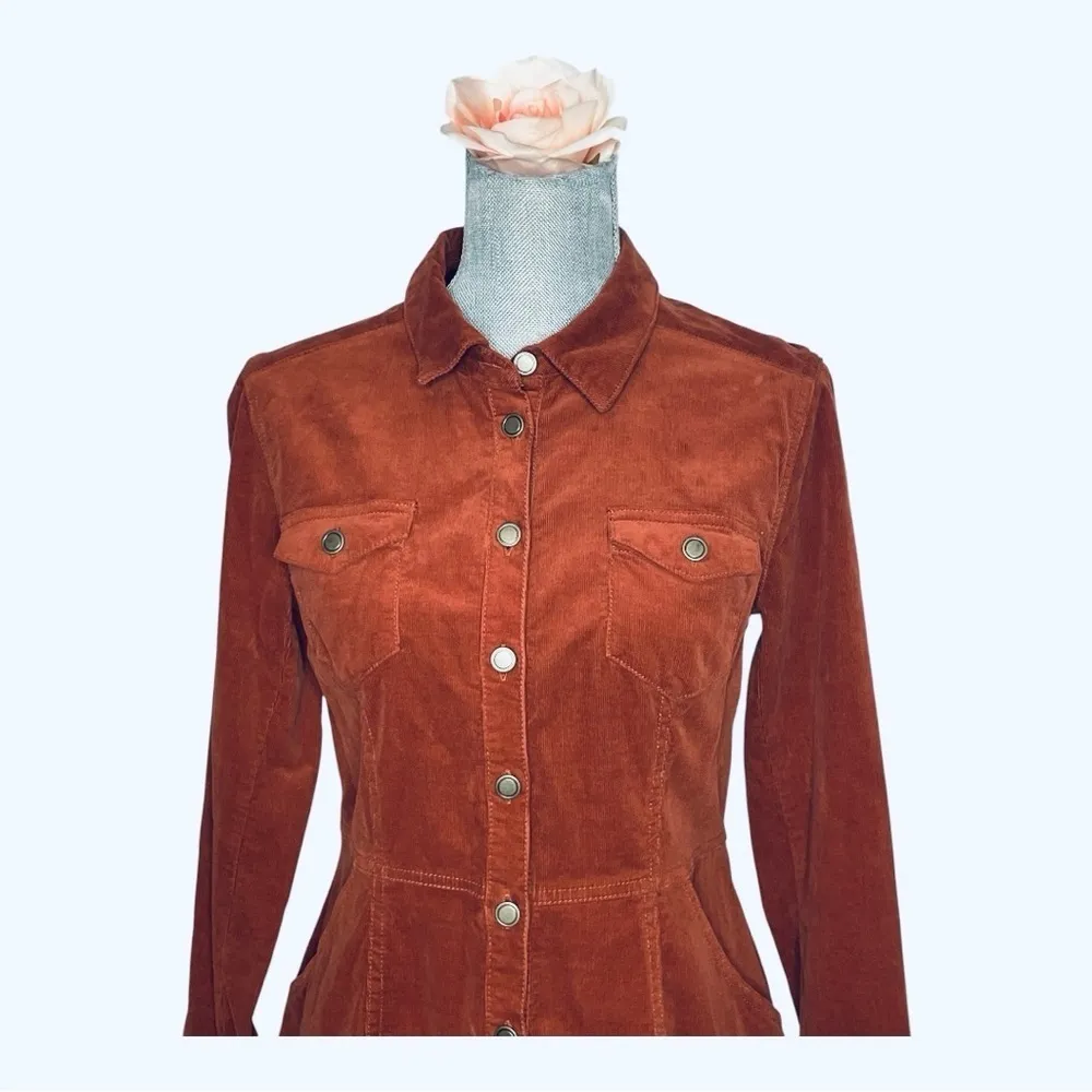 Free People Dynomite Burnt Orange Corduroy Long Sleeve Dress size SP - Image 7