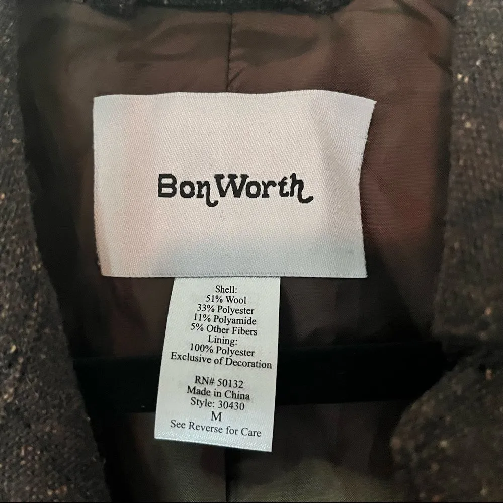 Bonworth Vintage Brown Wool Blend Shaket Utility Jacket Tan Size M - Image 3