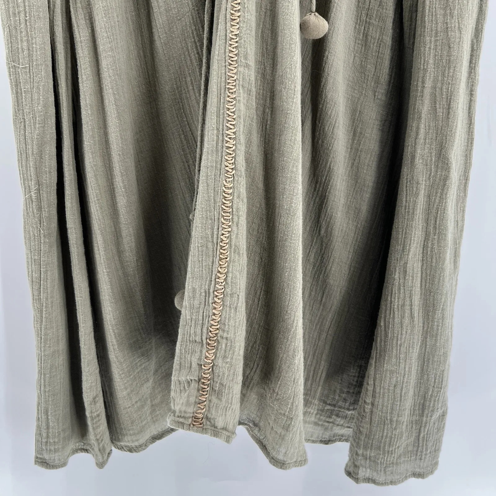 Apiece Apart Daphne Midi Dress Size 6 Embroidered Trim 100% Cotton Boho Bohemian - Image 4