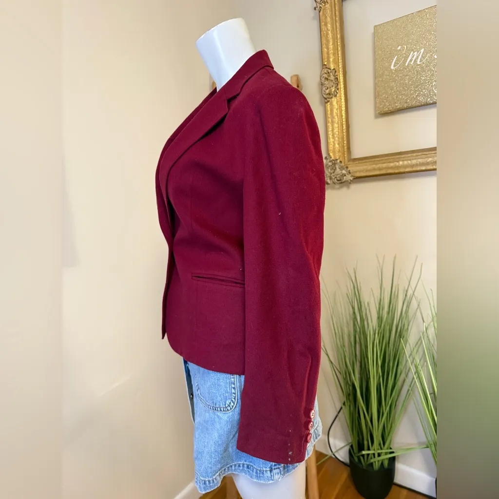 Pendleton VTG Blazer Sz 4 Maroon Virgin Wool Made in USA - Image 5