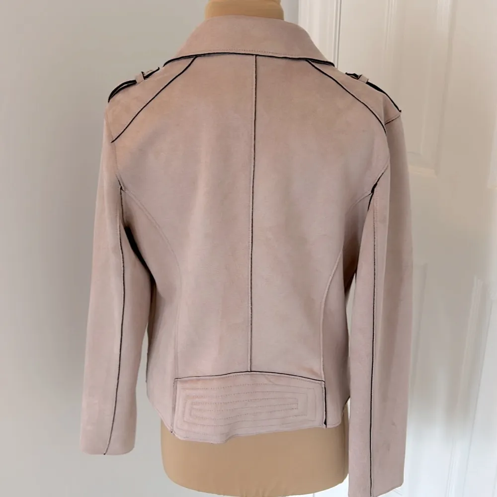 Joseph Ribkoff 203323 Pink Faux Suede Moto Jacket - Image 5