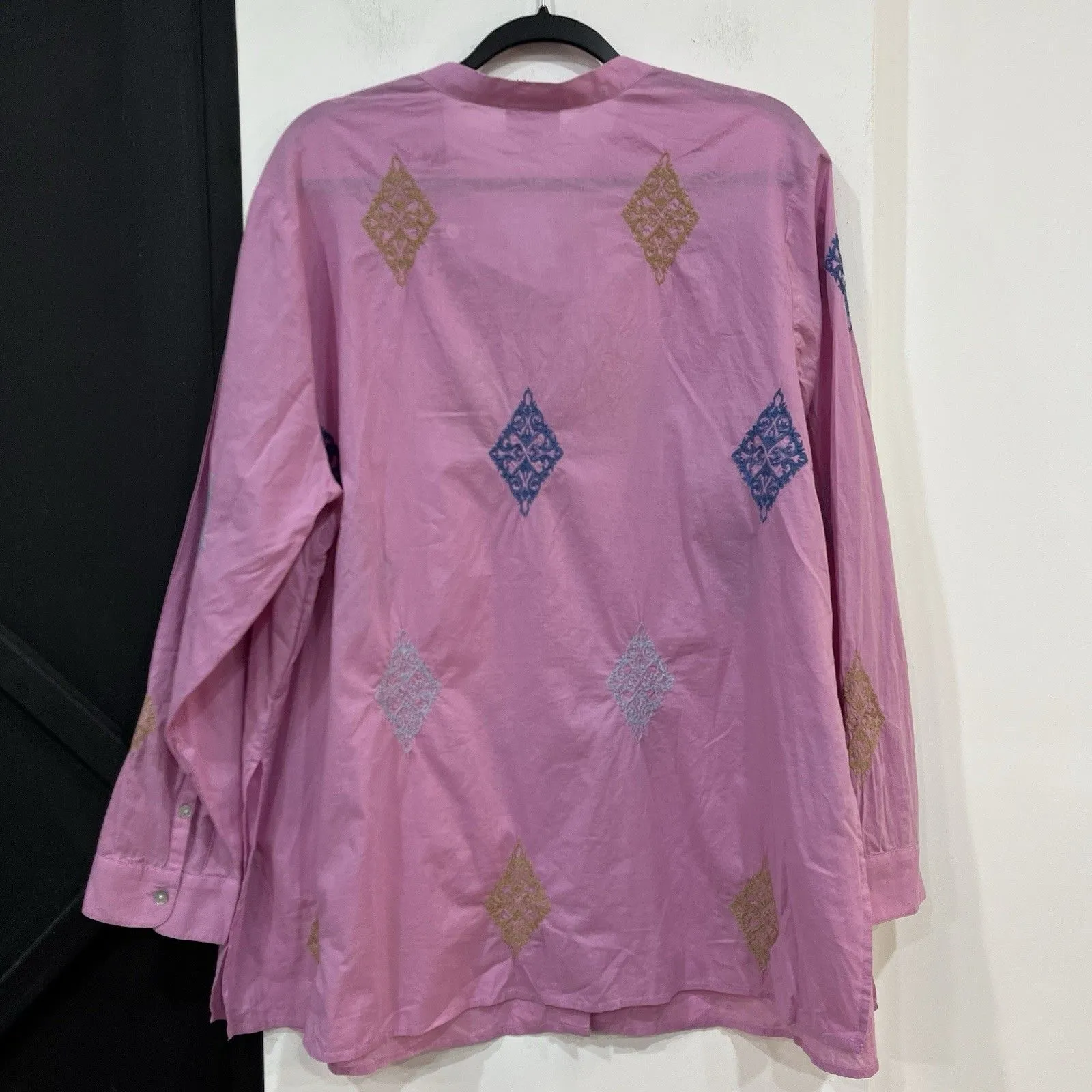 NWT J Jill Camellia Button Front Embroidered Tunic Top Size 2X Purple - Image 6