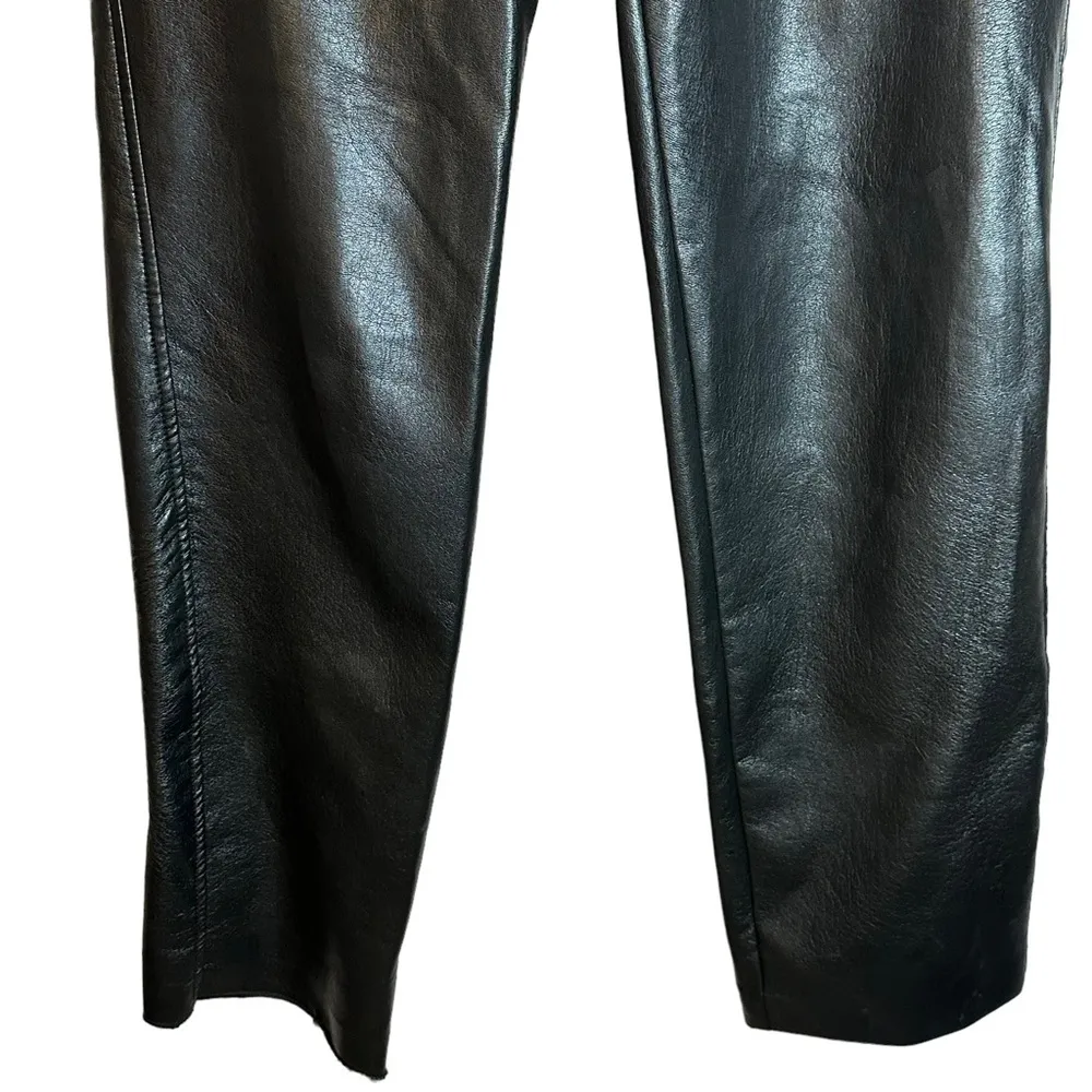 Babaton Aritzia Command Crop Faux Leather‎ Pants Size 6 Black FVL 01-06-37288-31 - Image 6