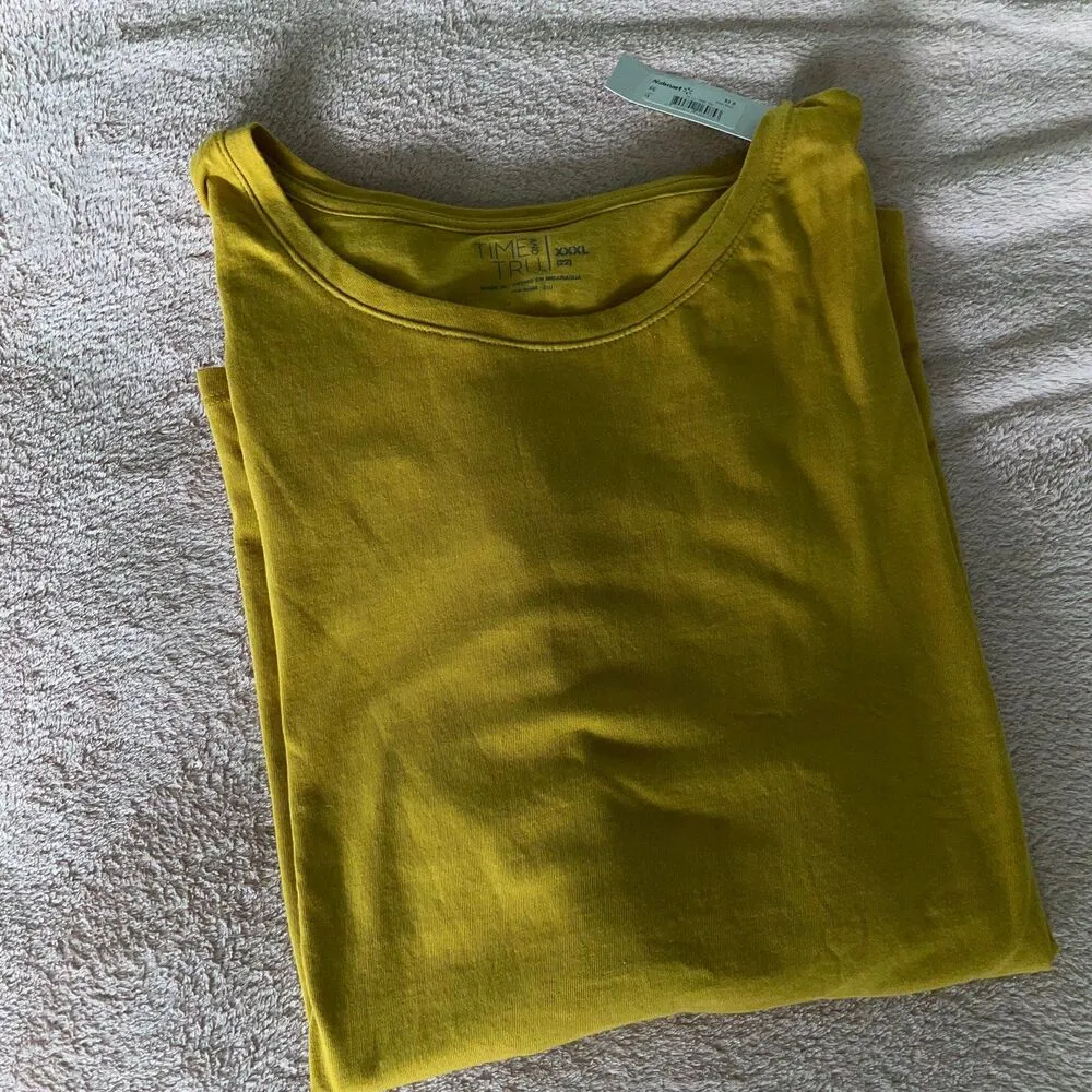 Terra & Sky's V-Neck T-Shirt women’s plus size 3XL tee apple juice mustard new - Image 3