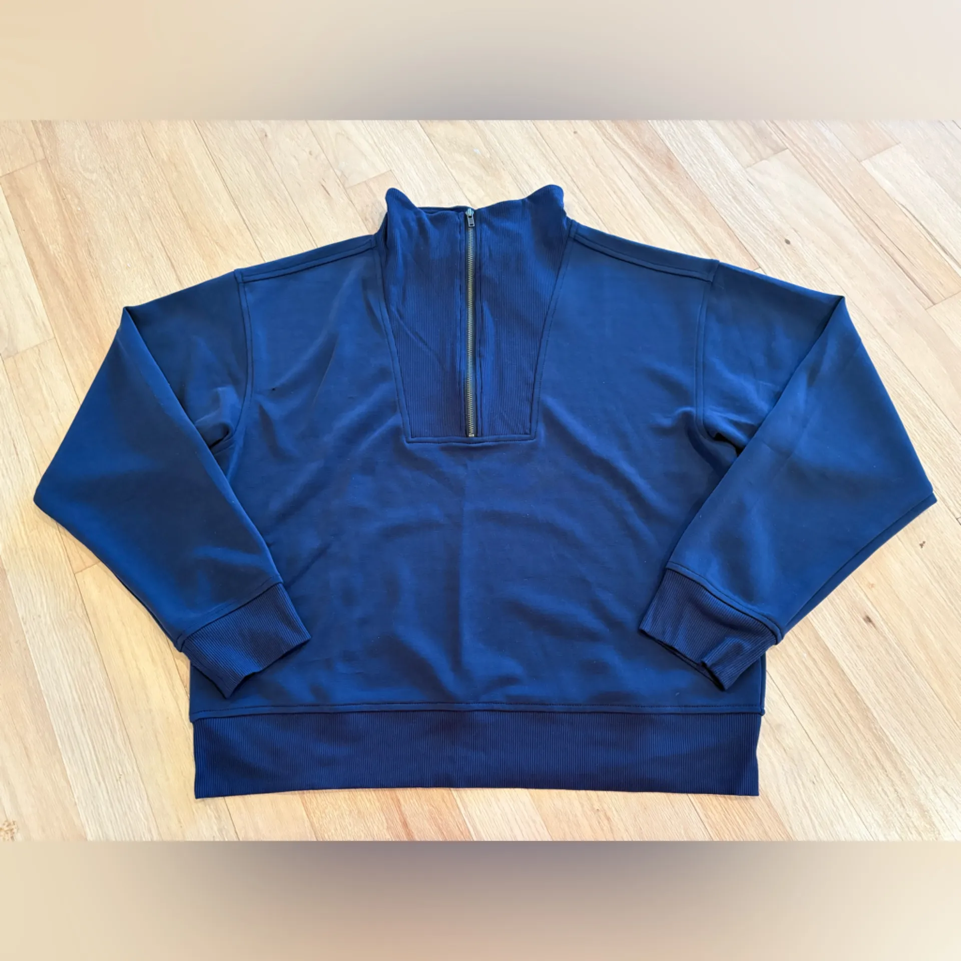 Nine Britton Navy 1/4 Zip Scuba Sweatshirt - Image 3