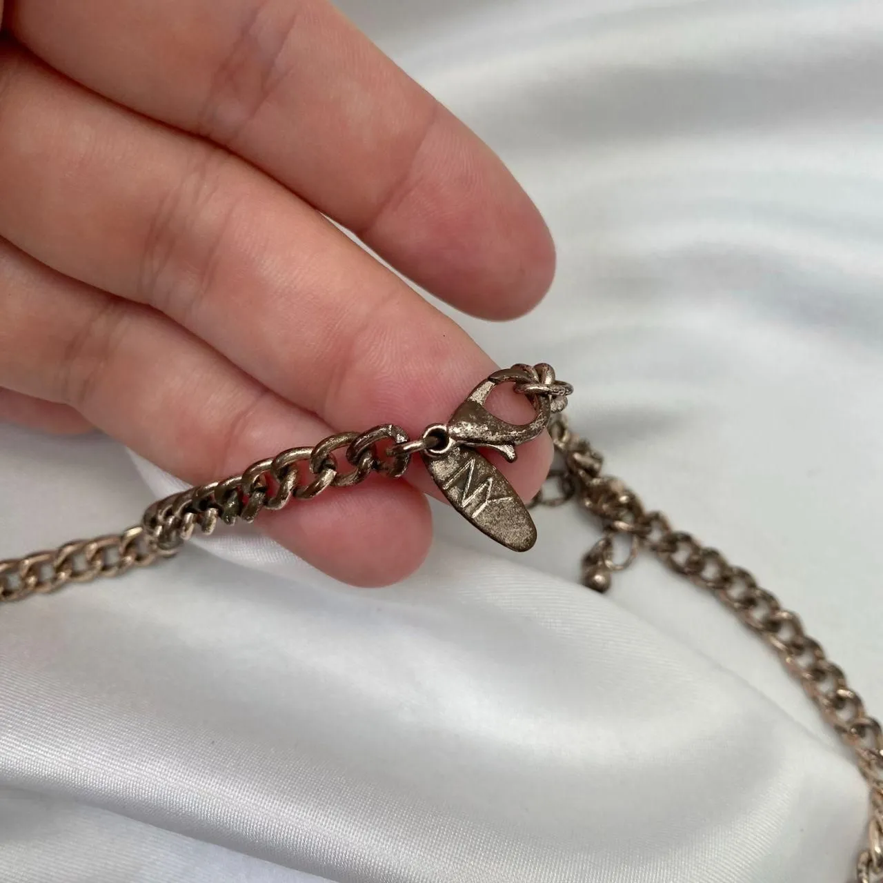 Early 2000's Rosegold Pink Silver Rhinestone Short Bib Teardrop Tassel Necklace - Image 6