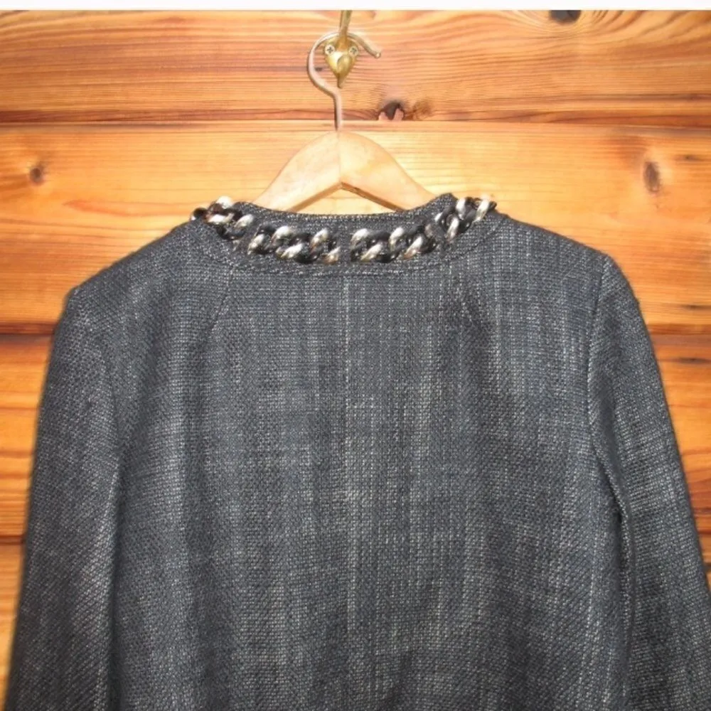 Michael Kors Metallic Tweed Blazer Jacket Black Size 4 - Image 8