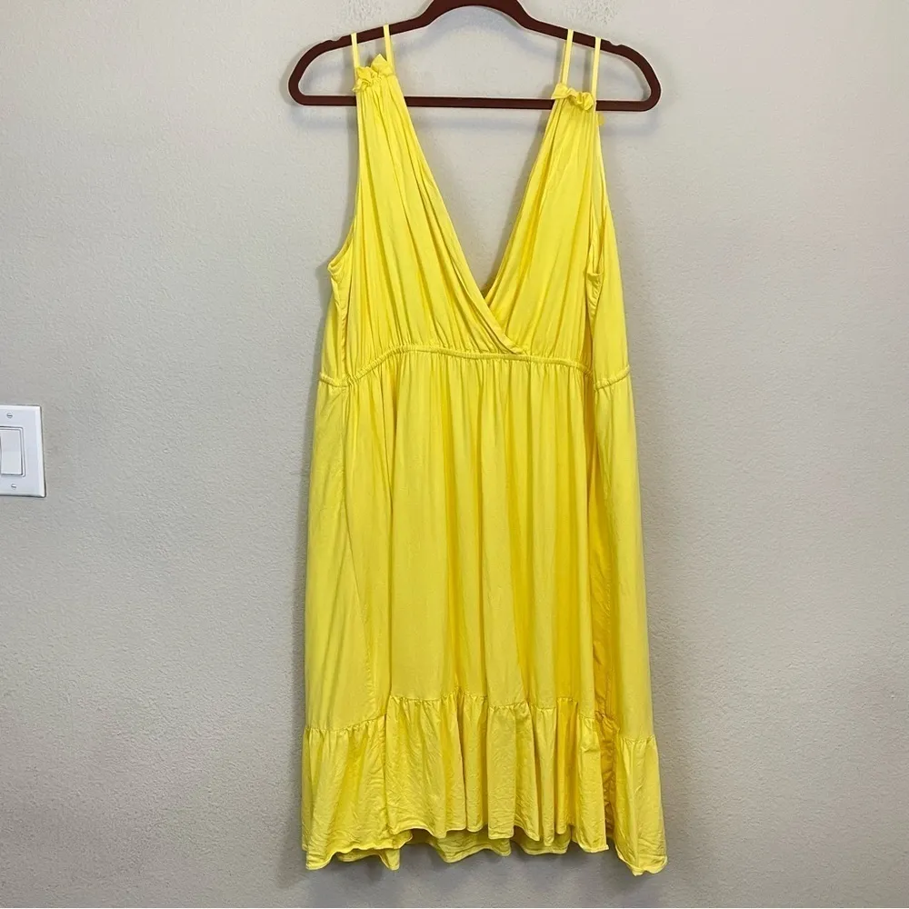 Revolve Majorelle Canary Yellow Ruffle Hem Slip Knee Length SunDress‎ Size XL - Image 5