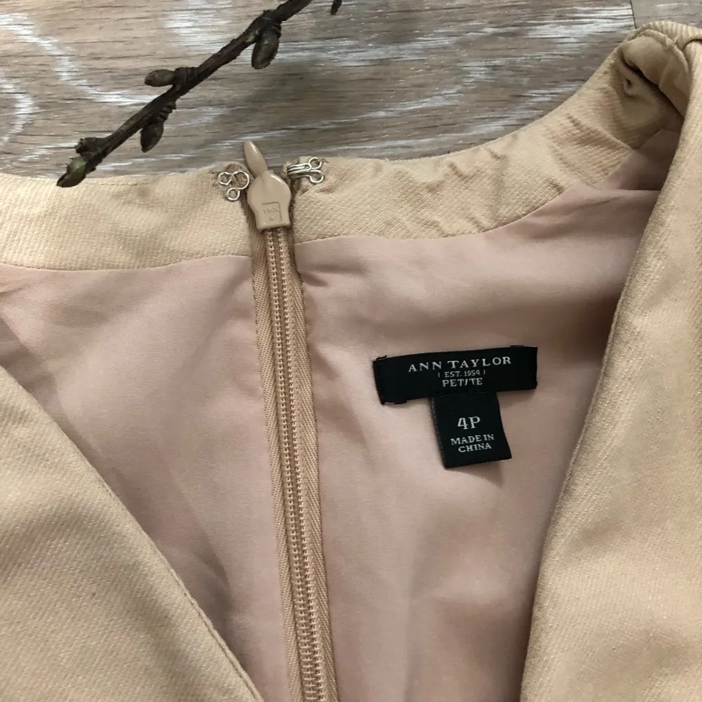 Ann Taylor Petite Tan Pencil Faux Wrap Dress Size 4 Petite - Image 3
