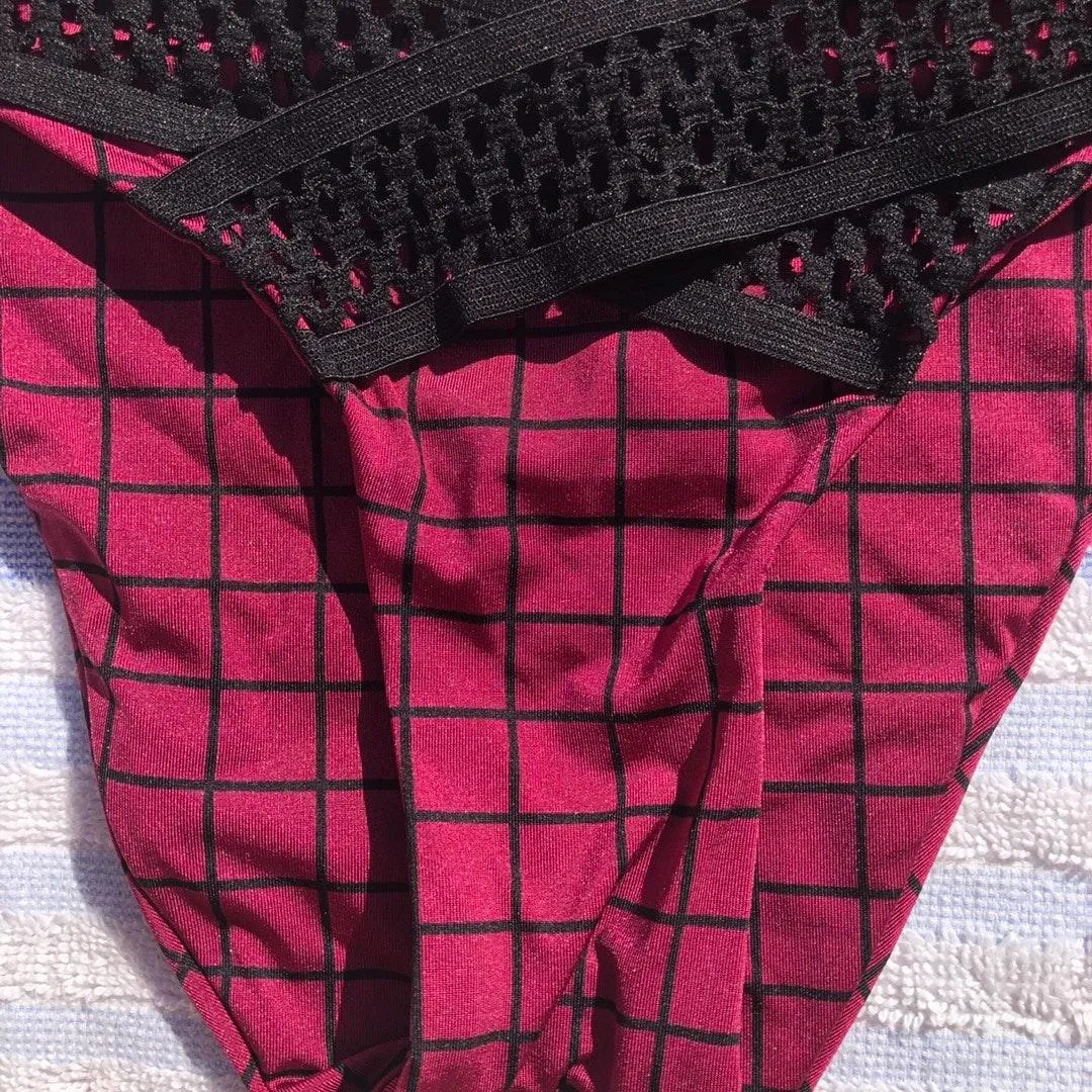B.Swim Maroon & Black Bikini Bottoms Large - Image 5