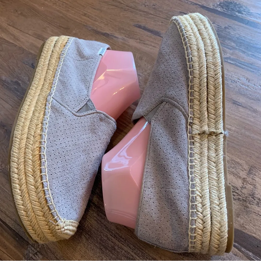 SOLUDOS Malibu Perforated Gray Suede Double High Platform Espadrilles Size 10 - Image 4