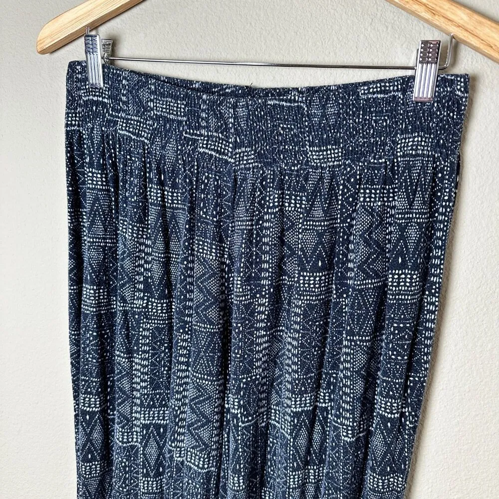 H&M Basic Line Boho Print Navy SOft Knit Joggers Size Large - Image 3