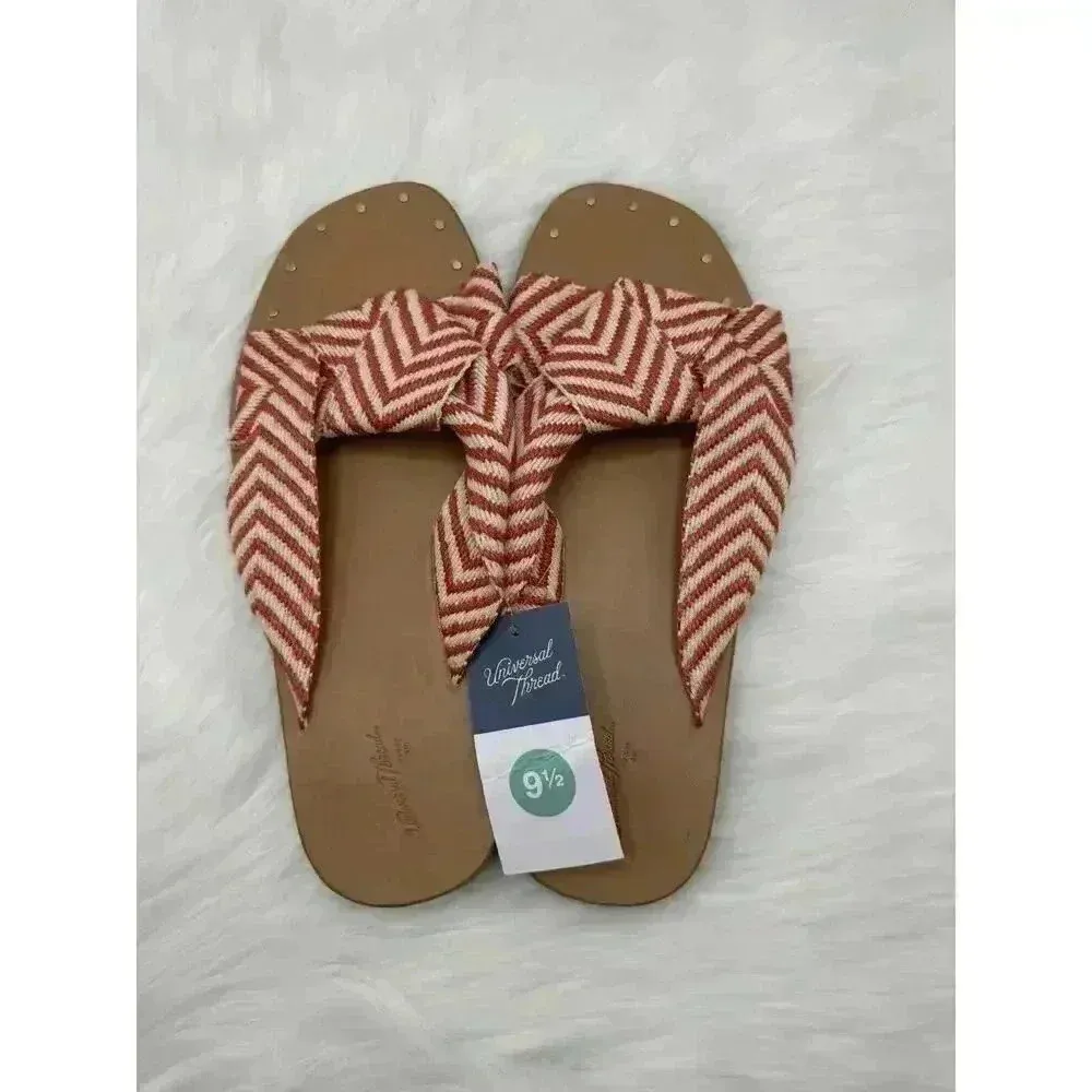 NWT Women's Louise Chevron Print Knotted Slide Sandals - Universal Thread - Red - Image 5